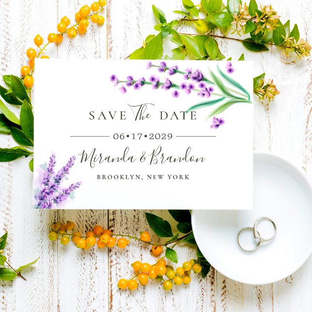 Elegant Floral Purple Watercolor Wedding Save The  Save The Date