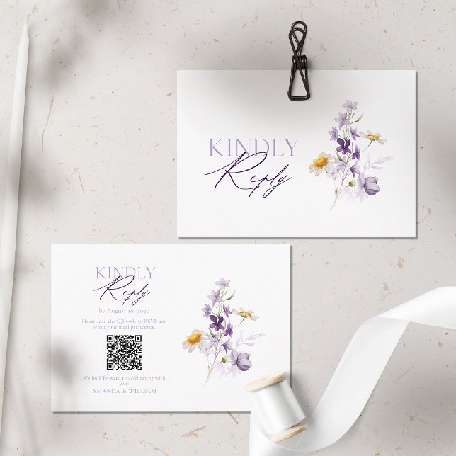 Elegant Floral QR Code RSVP Card (Creator Uploaded)