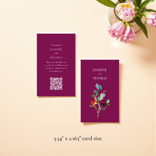 Elegant Floral QR Code Wedding Website Card