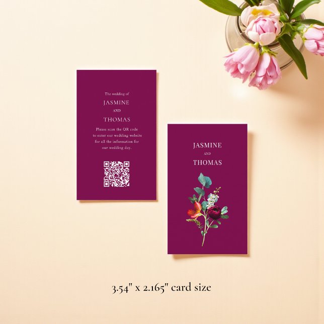 Elegant Floral QR Code Wedding Website Card (Creator Uploaded)