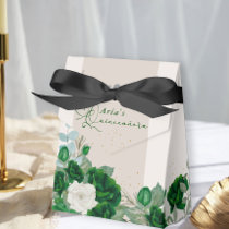 Elegant Floral Quinceanera Emerald Green Roses Favor Boxes