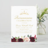 elegant floral Quinceanera invitation (Standing Front)