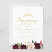 elegant floral Quinceanera invitation (Front)