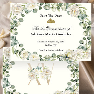 Elegant Floral Quinceanera Save The Date Card