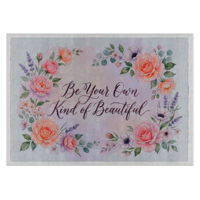 Elegant Floral Quote Cutting Board 🌸Cutting Board (Front)