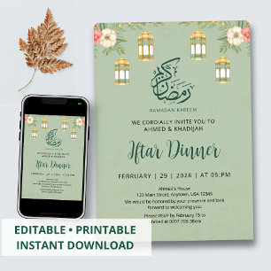 Elegant Floral Ramadan Iftar Dinner Invitation