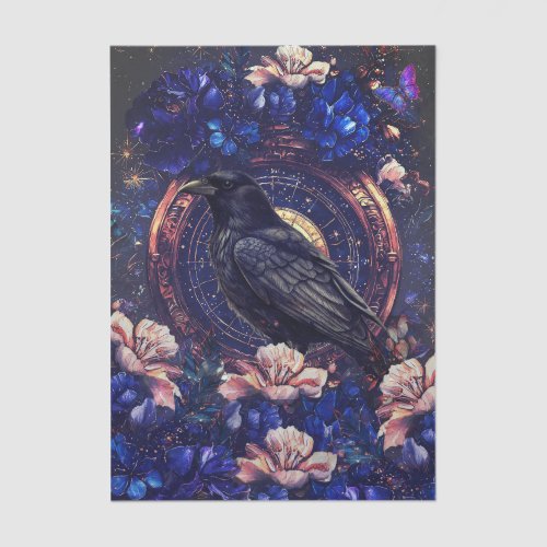 Elegant Floral Raven &amp; Butterfly Decoupage Tissue Paper