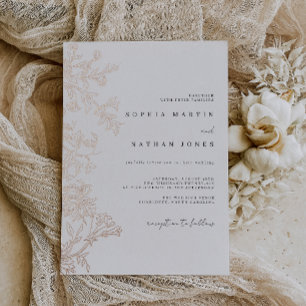 Elegant Floral Real Rose Gold Foil Wedding  Invitation