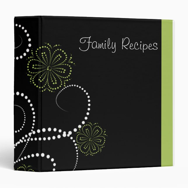 Elegant Floral Recipe Book 3 Ring Binder (Front/Spine)