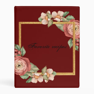 Elegant floral red 3 ring binder