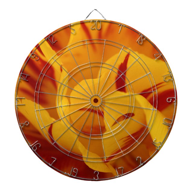 Elegant Floral Red and Gold Monsella Tulips Dart Board (Front)