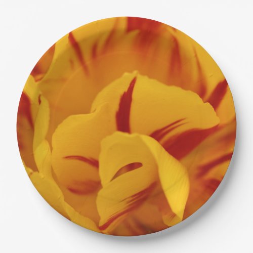 Elegant Floral Red and Gold Monsella Tulips Paper Plates