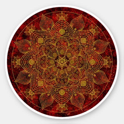Elegant Floral Red Black  Gold Mandala Sticker