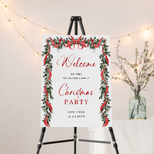 Elegant Floral Red Bow Welcome Christmas Party Foam Board