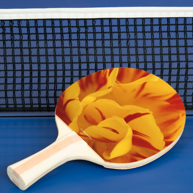 Elegant Floral Red Gold Monsella Tulips Ping Pong Paddle (Insitu)