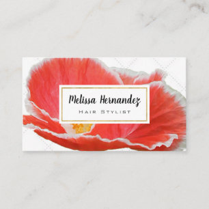 Elegant Floral Red Poppy Hair Stylist Artist Business Card