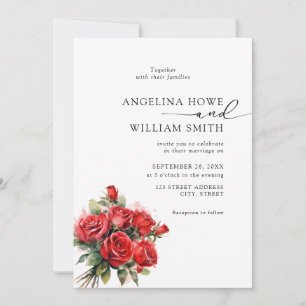 Elegant Floral Red Rose Wedding Invitation