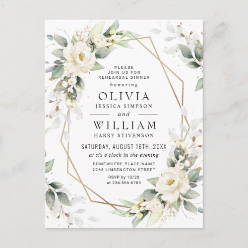 Elegant Floral REHEARSAL DINNER Invitation Card