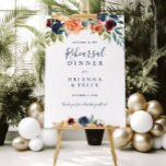 Elegant Floral Rehearsal Dinner Welcome Sign<br><div class="desc">This elegant floral rehearsal dinner welcome sign is perfect for a summer wedding rehearsal. The design features neatly hand-drawn bouquets of pink,  blush,  yellow,  burgundy,  red,  indigo flowers and green foliage,  inspiring natural beauty.</div>