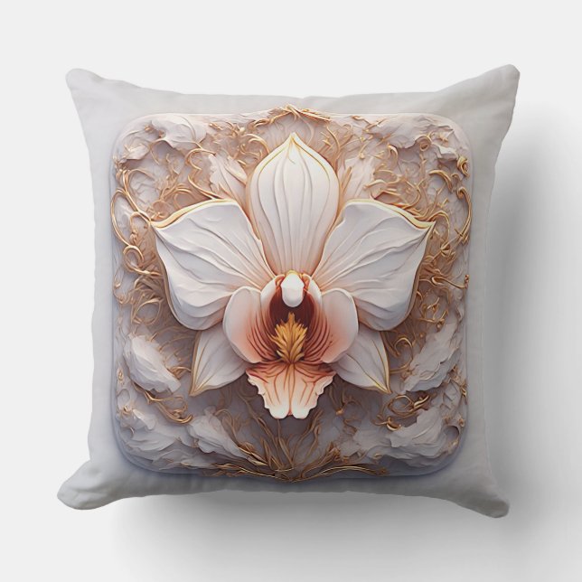 Elegant Floral Relief Design With Ornate Details Throw Pillow (Front)