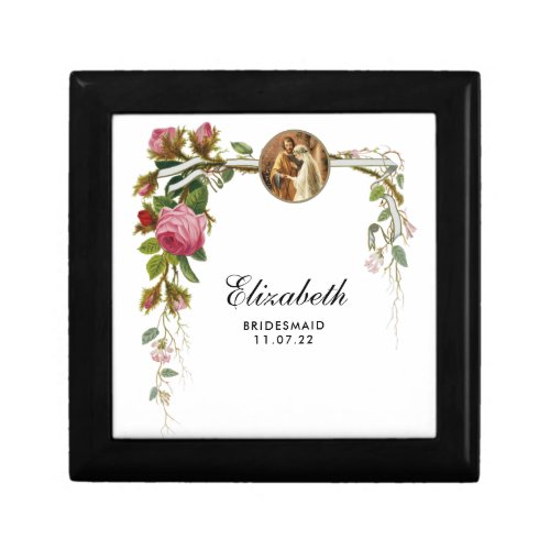 Elegant Floral Religious Bridesmaid Wedding  Gift Box