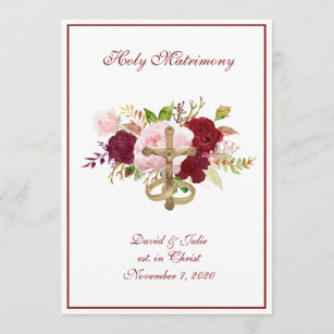 Elegant Floral Religious Catholic Wedding Invitation