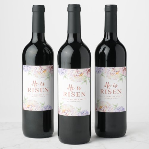Elegant Floral Religious Easter Personalized Wine Label