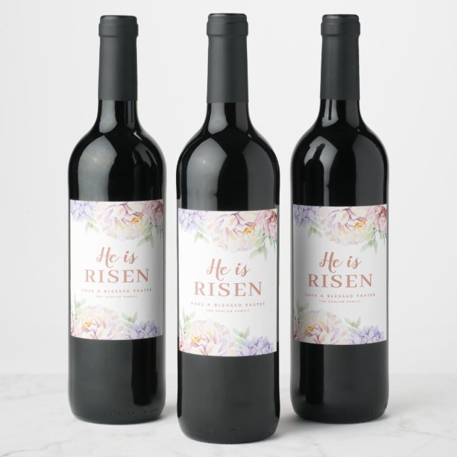 Elegant Floral Religious Easter Personalized Wine Label (Bottles)