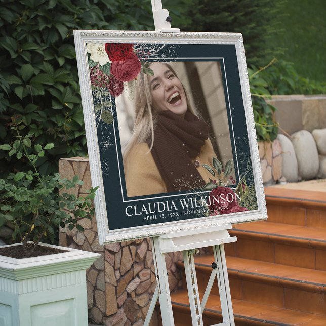 Elegant Floral Remembrance Photo Memorial Foam Board (Creator Uploaded)