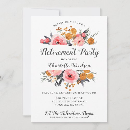 Elegant Floral Retirement Party  Invitation