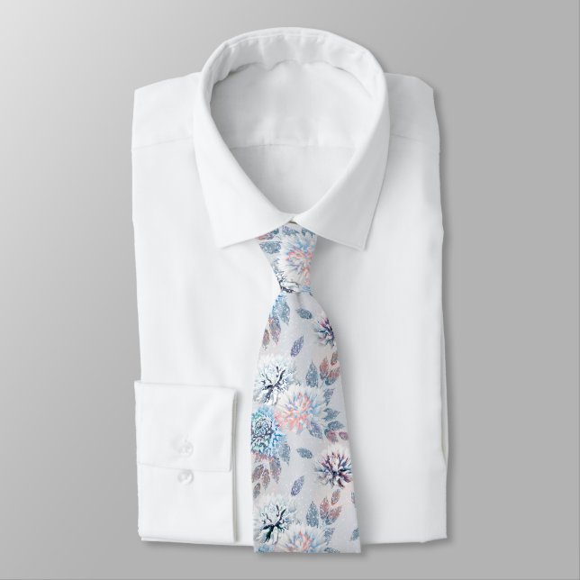 Elegant floral retro pattern.  neck tie (Tied)
