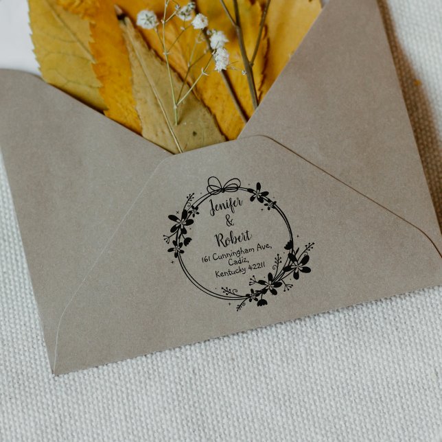 Elegant Floral Return Address Couple   Rubber Stamp (Creator Uploaded)
