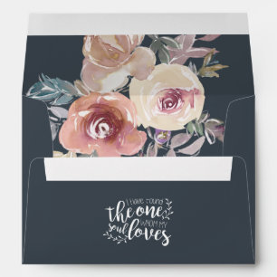 Elegant Floral Return Address Inspirational Navy Envelope