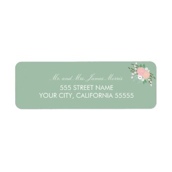 Elegant Floral Return Address Label - Mint by Whimzy_Designs at Zazzle