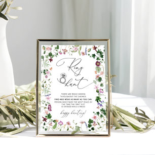 Elegant Floral Ring Hunt Bridal Shower Game Poster