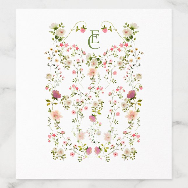 Elegant Floral Rococo Monogram Wedding Envelope Liner (Design)