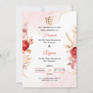 Elegant Floral Roka Ceremony Invitation Card