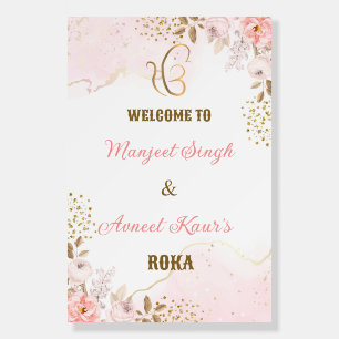 Elegant Floral Roka Ceremony Welcome Sign