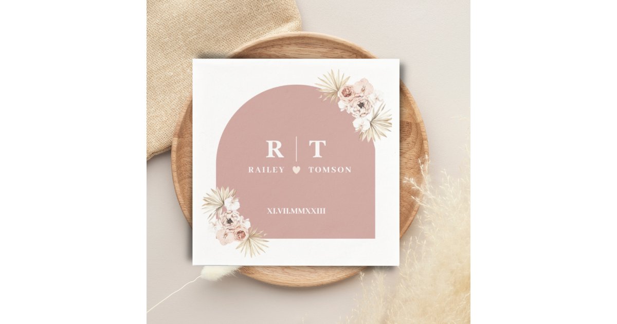 Monograma Romen Elegant Floral Roman Numerals Minimalist Monogram Napkins | Zazzle