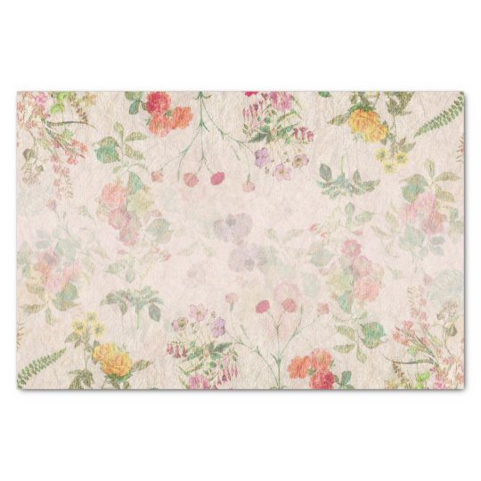 Elegant Floral Romantic Pink Wedding Wild Flower Tissue Paper | Zazzle.com