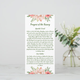 Elegant Floral Rosary Prayer Card
