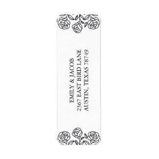 Elegant Floral Rose Black & White Minimalist Label