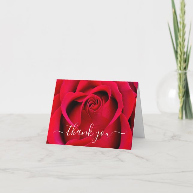 Elegant Floral Rose Couple Names Wedding Thank You Card (Front)