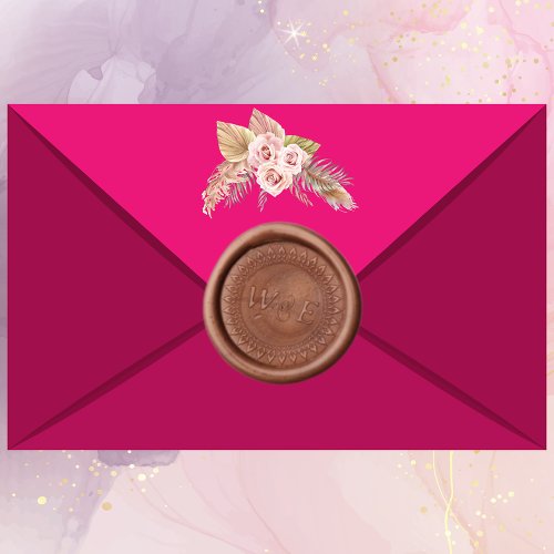 Elegant Floral Rose Formal Wedding Custom Monogram Wax Seal Stamp