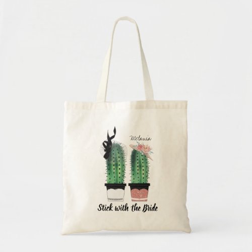 Elegant Floral Rose Gold Glitter Cacti Bridesmaid Tote Bag