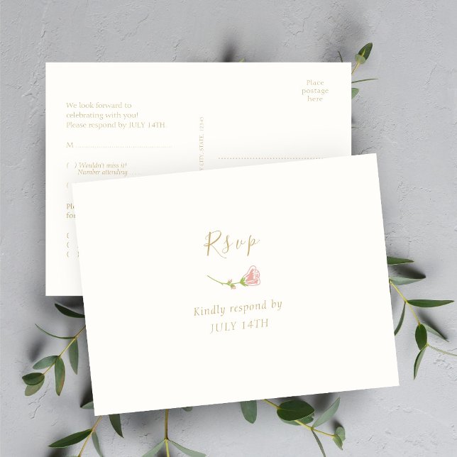 Elegant Floral Rose & Ivory RSVP Response Postcard (Creator Uploaded)