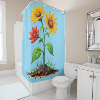 Elegant Floral Rose on Bathroom Shower Curtain