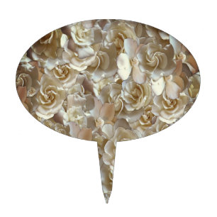 Elegant Floral Rose Petal Pattern Cake Topper