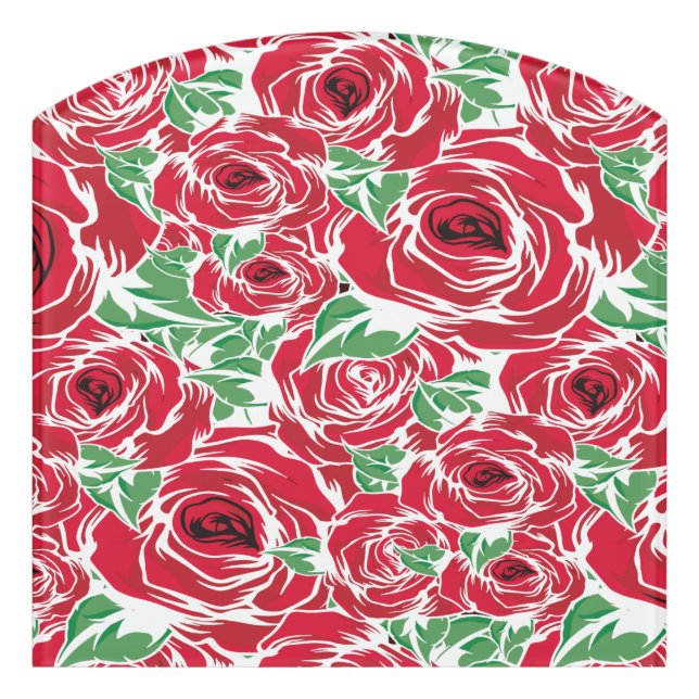 Elegant Floral Rose Petal Pattern  Door Sign (Contour Front)