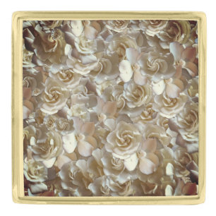 Elegant Floral Rose Petal Pattern  Gold Finish Lapel Pin